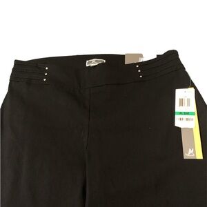 JM Collection black pants PL Short size 8 silver studs on waist slim comfort 25”